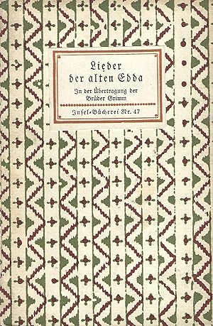 Bild des Verkufers fr Lieder der alten Edda. In der bertragung der Brder Grimm. zum Verkauf von Versandantiquariat Alraune