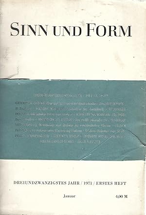 Sinn und Form. Beiträge zur Literatur. Jg. 23, Hefte 1 bis 4.