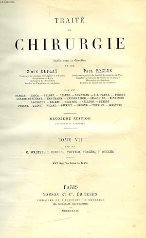 Bild des Verkufers fr TRAITE DE CHIRURGIE, TOME VII zum Verkauf von Le-Livre