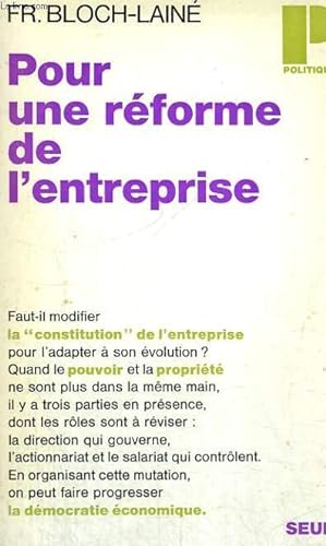 Bild des Verkufers fr POUR UNE REFORME DE L'ENTREPRISE - Collection Politique n8 zum Verkauf von Le-Livre
