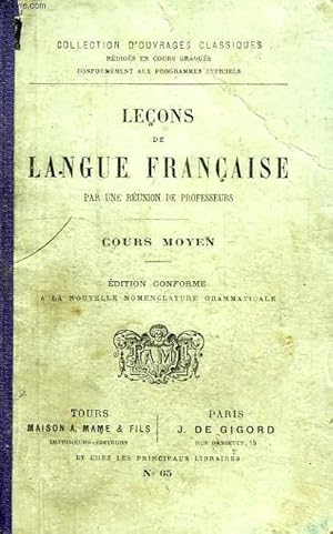 Seller image for LECONS DE LANGUE FRANCAISE, COURS MOYEN for sale by Le-Livre