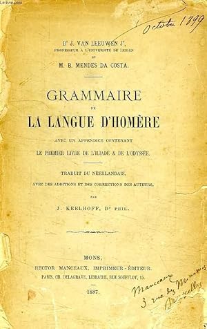 Bild des Verkufers fr GRAMMAIRE DE LA LANGUE D'HOMERE zum Verkauf von Le-Livre