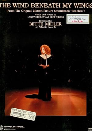 Seller image for Wind Beneath My Wings (From the Original Motion Picture Soundtrack "Beaches"/ Sheet Music for sale by Ramblin Rose Books