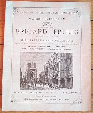 CATALOGUE de SERRURES sans ORNEMENTS de la Maison Sterlin - marque des Produits BRICARD Frères