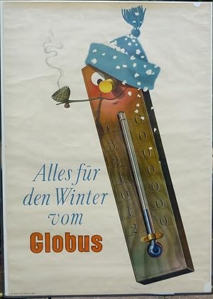 Globus. Alles für den Winter vom Globus. Farbige Original-Lithographie.