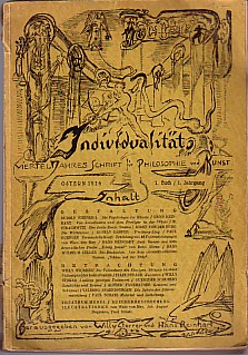 Imagen del vendedor de Individualitt. Vierteljahresschrift fr Philosophie und Kunst - 1. Buch / 1. Jahrgang. a la venta por Antiquariat ExLibris Erlach Eberhard Ott