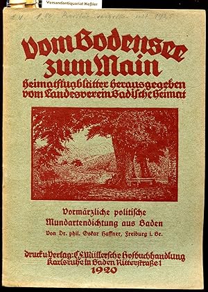 Vom Bodensee zum Main. Heimatflugblätter herausgegeben vom Landesverein Badische Heimat: Vormärzl...