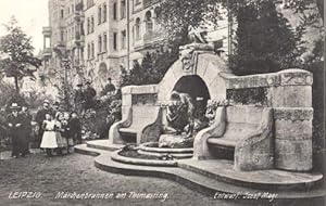 Bild des Verkufers fr Mrchenbrunnen am Thomasring. Ansichtskarte in Lichtdruck. Ungelaufen. zum Verkauf von Antiquariat Heinz Tessin