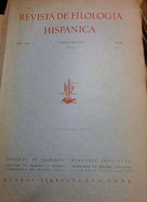 Bild des Verkufers fr Revista de Filologa Hispnica Ao: VII. Num: 1. Enero - Marzo 1945. zum Verkauf von DEL SUBURBIO  LIBROS- VENTA PARTICULAR