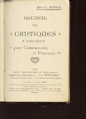 Seller image for RECUEIL DE CANTIQUES - A L'UNISSON POUR COMMUNAUTES ET PAROISSES. for sale by Le-Livre