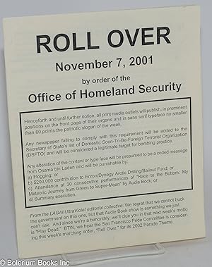Roll over, November 7, 2001, by order of the Office of Homeland Security [reprinted from the Nove...