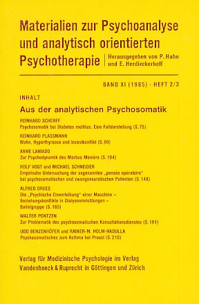 Seller image for Aus der analytischen Psychosomatik. Band XI (1985). Heft 2/3. Materialien zur Psychoanalyse und analytisch orientierten Psychotherapie. for sale by Fundus-Online GbR Borkert Schwarz Zerfa