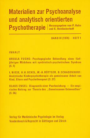 Seller image for Band IV (1978). Heft 1. Materialien zur Psychoanalyse und analytisch orientierten Psychotherapie. for sale by Fundus-Online GbR Borkert Schwarz Zerfa