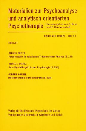Seller image for Band VIII (1982). Heft 4. Materialien zur Psychoanalyse und analytisch orientierten Psychotherapie. for sale by Fundus-Online GbR Borkert Schwarz Zerfa