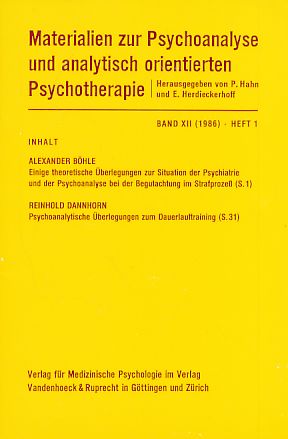 Seller image for Band XII (1986). Heft 1. Materialien zur Psychoanalyse und analytisch orientierten Psychotherapie. for sale by Fundus-Online GbR Borkert Schwarz Zerfa