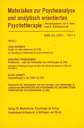 Seller image for Band XIII (1987). Heft 4. Materialien zur Psychoanalyse und analytisch orientierten Psychotherapie. for sale by Fundus-Online GbR Borkert Schwarz Zerfa