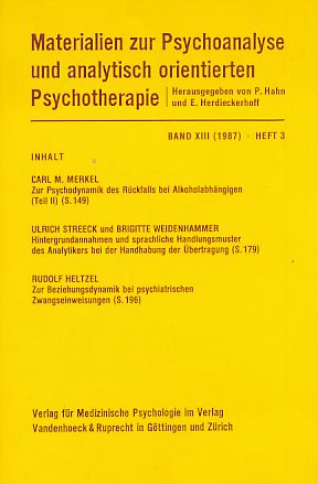 Seller image for Band XIII (1987). Heft 3. Materialien zur Psychoanalyse und analytisch orientierten Psychotherapie. for sale by Fundus-Online GbR Borkert Schwarz Zerfa
