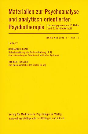 Seller image for Band XIII (1987). Heft 1. Materialien zur Psychoanalyse und analytisch orientierten Psychotherapie. for sale by Fundus-Online GbR Borkert Schwarz Zerfa