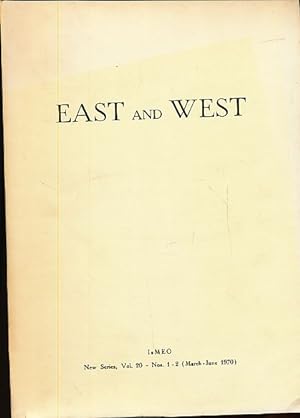 Bild des Verkufers fr East and West. IsMEO New Series, Vol. 20 - Nos. 1-4, 1970. 3 volumes. With Maurizio Taddei. Containing an Index to Volumes 1 to 20. Quarterly published by the Istituto Italiano per il medio ed estremo Oriente under the auspices and with the grant of the "Consiglio Nazionale delle Ricerche". zum Verkauf von Fundus-Online GbR Borkert Schwarz Zerfa