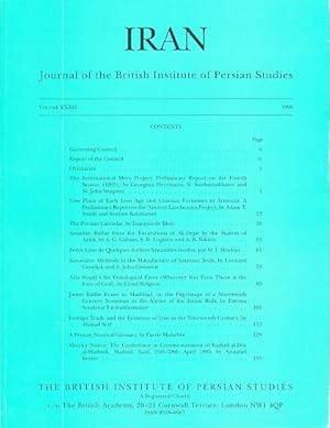 Bild des Verkufers fr Iran. Journal of the British Institute of Persian Studies. Volume XXXIV, 1996. zum Verkauf von Fundus-Online GbR Borkert Schwarz Zerfa