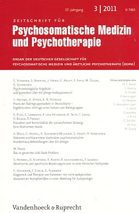 Bild des Verkufers fr 3 / 2011. 57. Jg. Zeitschrift fr Psychosomatische Medizin und Psychotherapie. zum Verkauf von Fundus-Online GbR Borkert Schwarz Zerfa