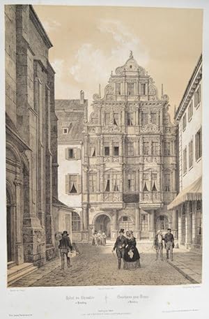 Gasthaus zum Ritter Heidelberg. Lithographie mit Tonplatte von Bayot nach Chapuy.