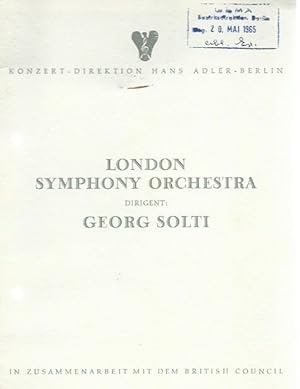 Programmheft zu: London Symphony Orchestra. Programm des Konzerts unter dem Dirigenten Georg Solt...