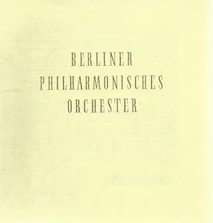 Berliner Philharmonisches Orchester. Programm des Konzert im Konzertsaal der Hochschule für Musik...