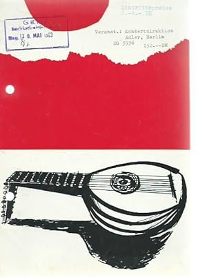 Imagen del vendedor de Programmheft zum Konzert von Carlos Montoya, Flamenco-Gitarre am 6. Mai 1963 im Konzertsaal der Hochschule fr Musik. Konzertdirektion Hans Adler, Berlin. a la venta por Antiquariat Carl Wegner