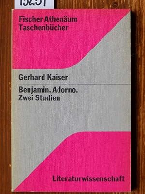 Image du vendeur pour Benjamin. Adorno. Zwei Studien. mis en vente par Michael Fehlauer - Antiquariat