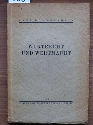 Seller image for Wertrecht und Wertmacht. [Habil.-Schr., TU Darmstadt. 1927.] for sale by Michael Fehlauer - Antiquariat