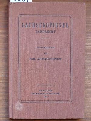 Bild des Verkufers fr Sachsenspiegel (mittelhochdt.). Landrecht. Hrsg. von Karl August Eckhardt. zum Verkauf von Michael Fehlauer - Antiquariat