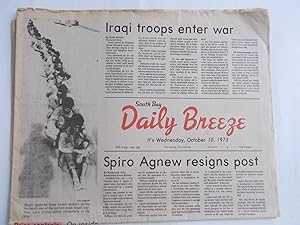 South Bay Daily Breeze (Wednesday, October 10, 1973) Newspaper (Cover Headline: "Spiro [T.] Agnew...