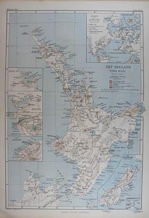 Neu Seeland Nord Insel (Te Ika a Maui). Farblithogr.-Karte aus R. Grundmann "Allgemeiner Missions...