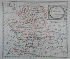 Die Landschaft Estremadura. Nro. 550. Teilkolorierte Kupferstich-Karte aus Reilly "Schauplatz der...