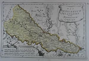 Bild des Verkufers fr Das Koenigreich Sklavonien und Herzogthum Syrmien. Nro. 3. Kolorierte Kupferstich-Karte aus Reilly "Schauplatz der fnf Theile der Welt". Wien 1791, 20 x 30 cm zum Verkauf von Antiquariat Johannes Mller