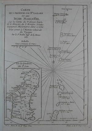 Carte de l'Archipel de St Lazare ou les Isles Marianes. Kupferstich-Karte v. Jacques-Nicolas Bell...