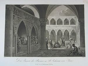 Das Innere des Bazars zu St. Johann von Acre. Aquatinta in Sepia v. Georg Döbler (1788-1845) aus ...