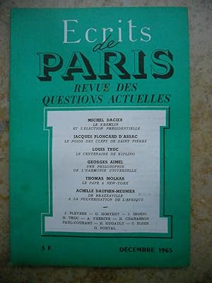 Immagine del venditore per Ecrits de Paris - Revue des questions actuelles - N. 243 - Decembre 1965 venduto da Frederic Delbos