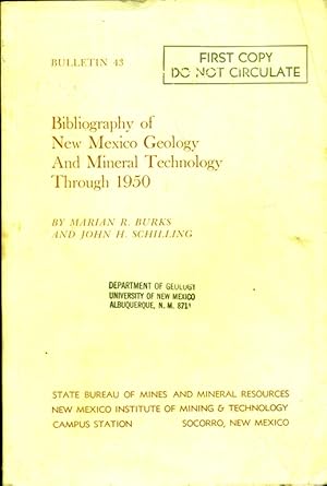 Seller image for Bibliography of New Mexico Geology and Mineral Technology Through 1950 for sale by Don's Book Store