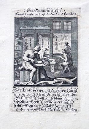 Der Kammmacher. Kupferstich aus Christophd Weigels Ständebuch um 1700. Mit gestochenem Titel und ...