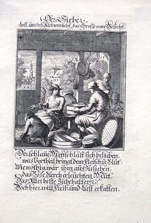 Der Sieber. Kupferstich aus Christophd Weigels Ständebuch um 1700. Mit gestochenem Titel und 6-ze...