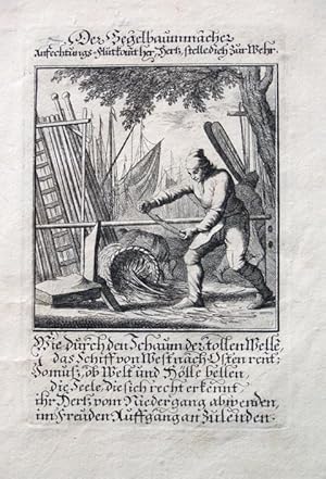 Der Segelbaummacher. Kupferstich aus Christophd Weigels Ständebuch um 1700. Mit gestochenem Titel...