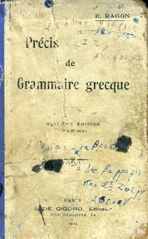 Bild des Verkufers fr PRECIS DE GRAMMAIRE GRECQUE zum Verkauf von Le-Livre