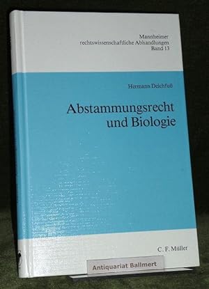 Bild des Verkufers fr Abstammungsrecht und Biologie. [Mannheimer rechtswissenschaftliche Abhandlungen ; Bd. 13]. zum Verkauf von Antiquariat Ballmert
