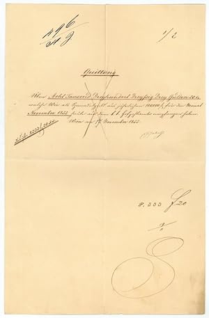 Autograph receipt signed ("Elisabeth").