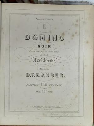 Bild des Verk�ufers f�r LE DOMINO NOIR (1837). Op�ra comique en trois actes. Paroles de E.Scribe. Partition Chant et Piano. Nouvelle �dition. Seconda met� XIX secolo (Pl.n�1496). zum Verkauf von studio bibliografico pera s.a.s.