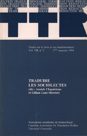 TTR / études sur le texte et ses transformations volume 7 n°2