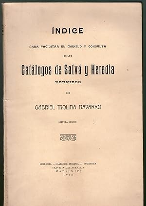 Imagen del vendedor de CATALOGOS DE SALVA Y HEREDIA - INDICE a la venta por Libreria Bibliomania