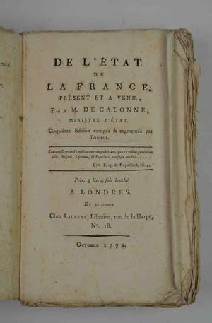 De l'état de la France présent et a venir& Cinquième édition corrigée et augmentée par l'Auteur.